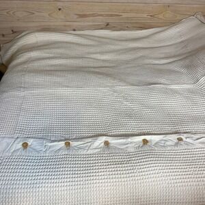 Hawthorne Hill Duvet Cover Twin White Cream Waffle Weave Cotton Button Bedding